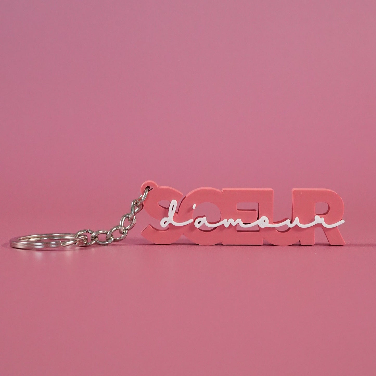 Porte-clé soeur d'amour rose framboise