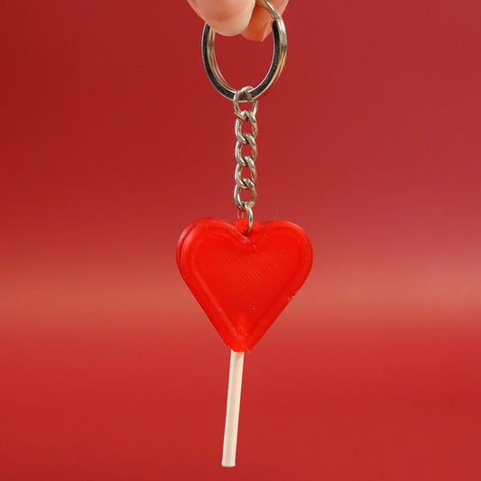 Porte-clé Sucette coeur rouge translucide