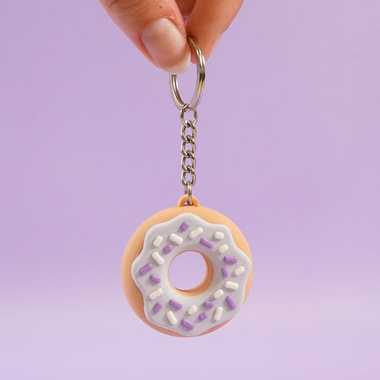 Porte-clé Donut violet pastel