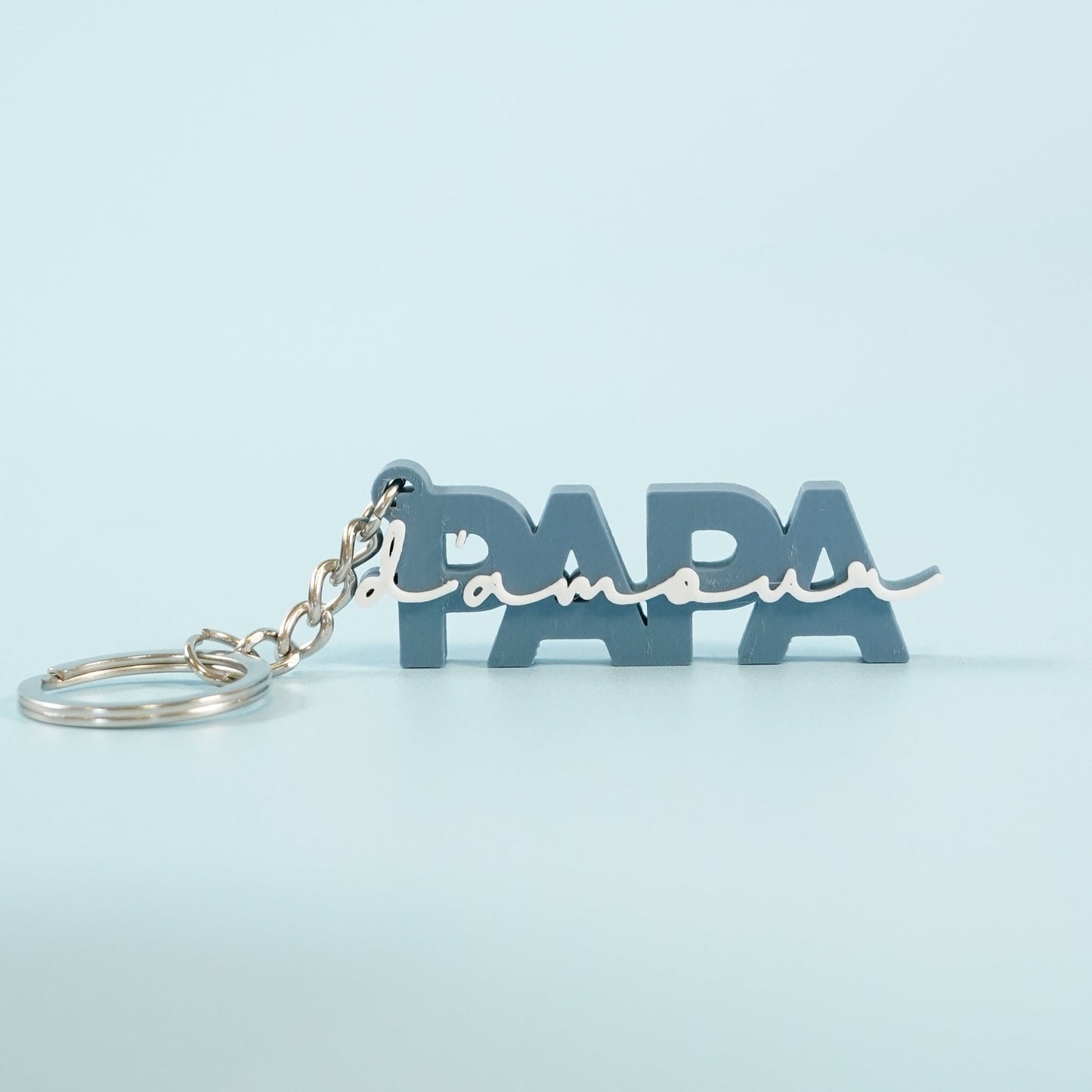 Porte-clé Papa d'amour bleu gris