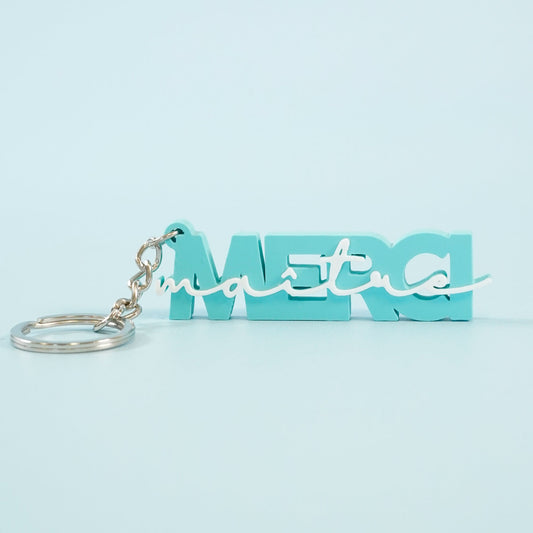 Porte-clé Merci maître bleu vert