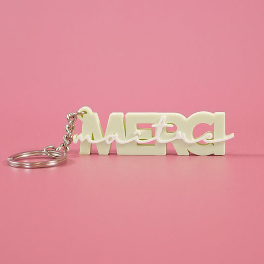 Porte-clé Merci maître vert pastel