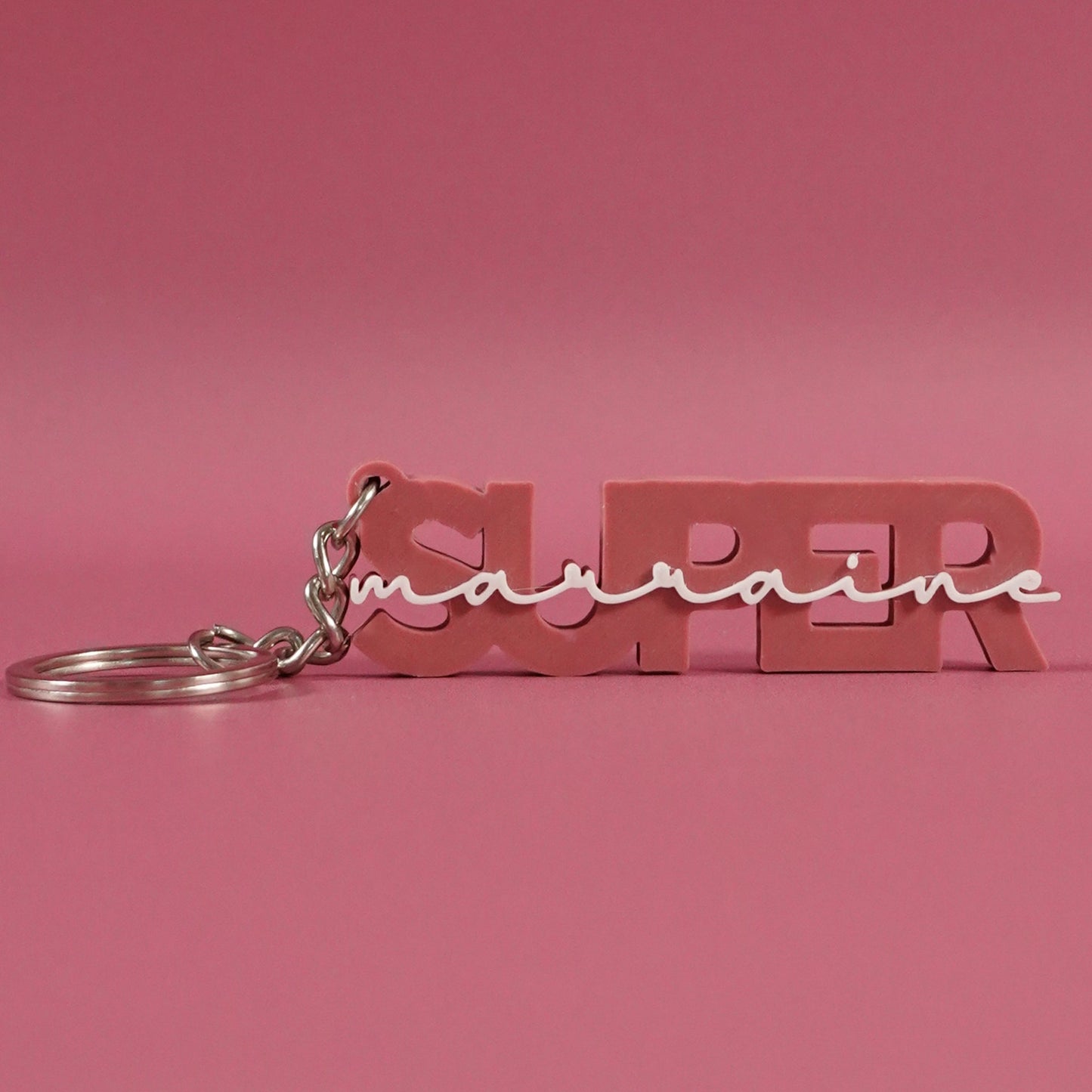 Porte-clé Super marraine rose