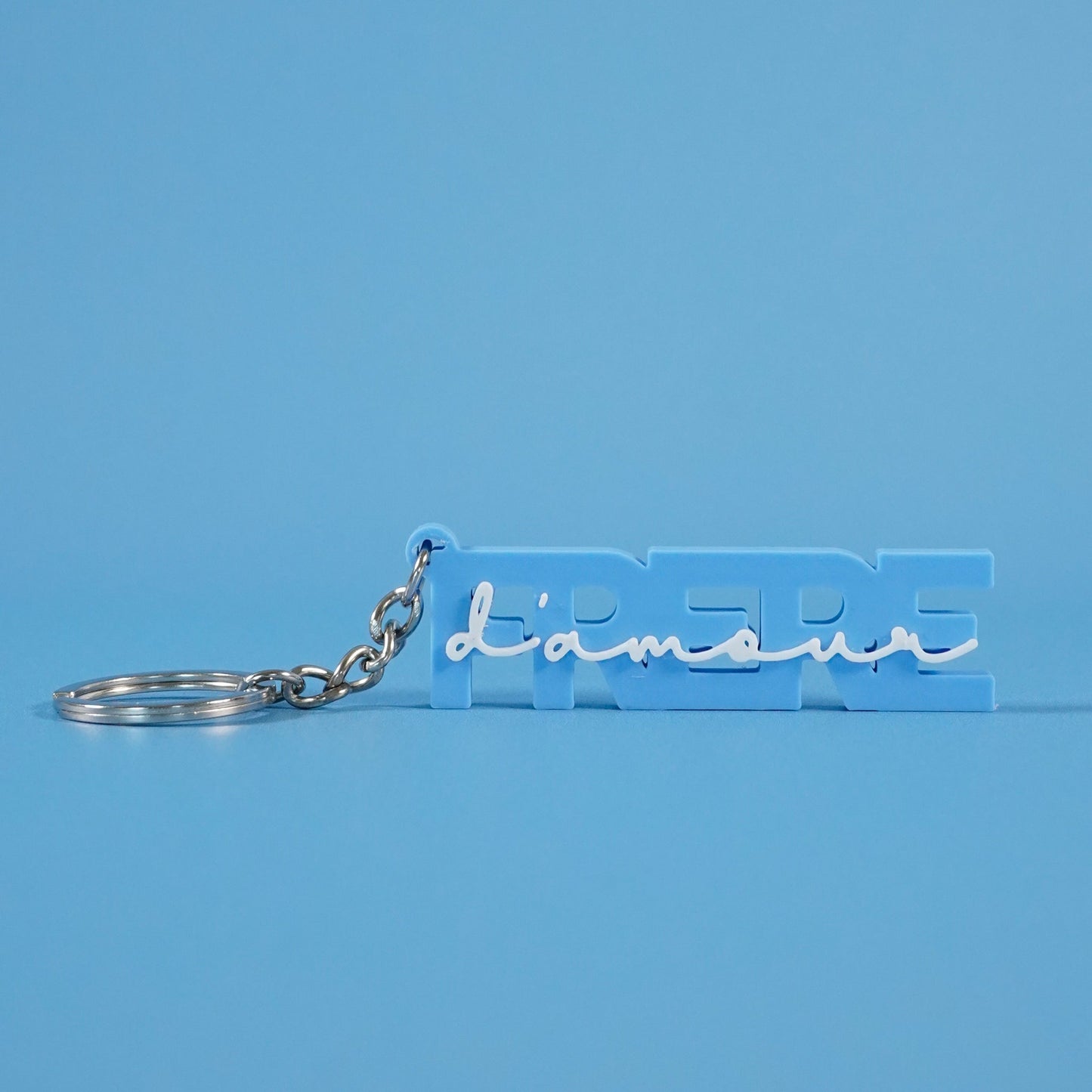 Porte-clé frère d'amour bleu ciel