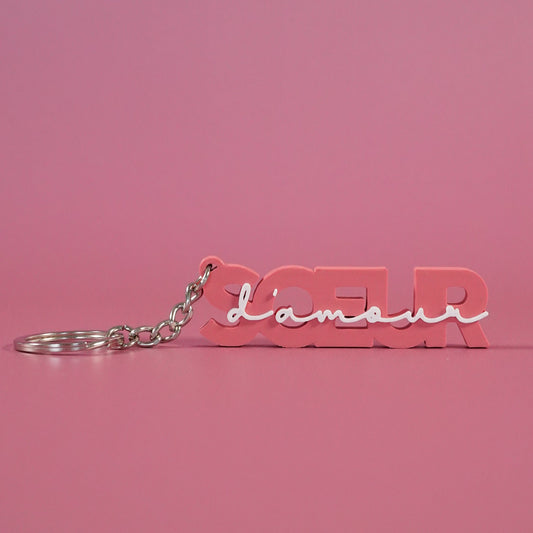 Porte-clé soeur d'amour rose framboise